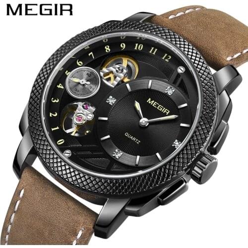 MEGIR 2021 New Luminous Waterproof Simplicity Fashion Male Business Quartz Men Sports Belt Wrist Watches Relogio Masculino 2091G