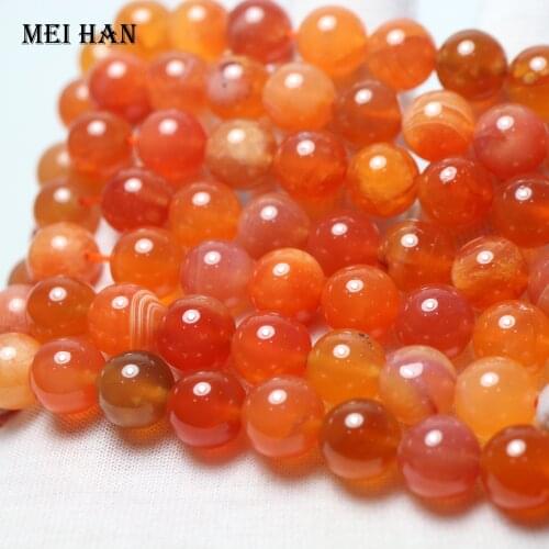 Meihan freeshipping 8mm 10mm natural orange botswana carnelian smooth round loose beads for jewelry making design
