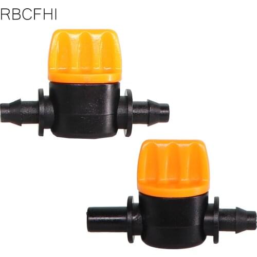 RBCFHl 100PCS Mini Valve Connects 4/7mm Hose Garden Irrigation Barbed Water Flow Control Valve 1/4 Inch Drip Irrigation