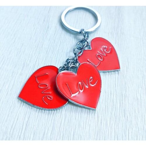 Fashion Silver Couple Key Ring Keychain Letters Chaveiros Heart Red Love String Gift Special Characteristic Car Bag Metal K0005