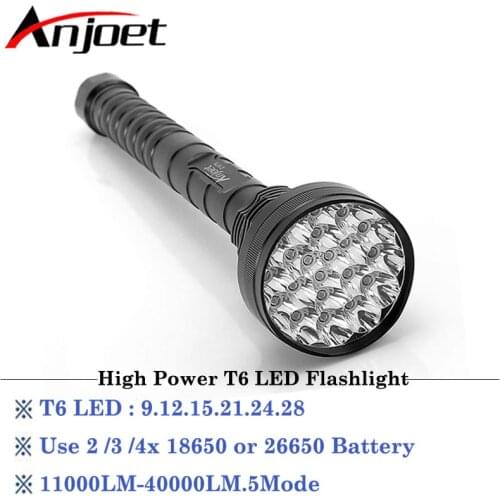 Powerful Flashlight Tactical Hunting 9 12 15 18 21 24 28x XM-L T6 LED 5 Modes Camping Lantern For 26650/18650 Battery Torch Lamp