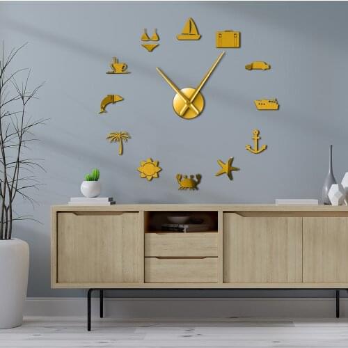Hawaii Summer Vacation DIY Wall Clock Surfing Beach Travel Traveling 3D Watch Friends Family Holiday Trip Around The World Decor