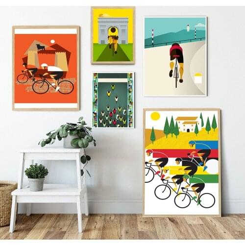 Nordic Poster Sports Cycling Competition Bike Print Canvas Wall Art Colorful Modular Pictures Home Decor Living Room Painting