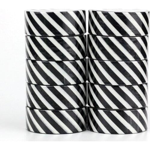 NEW 10pcs/Lot Decorative Black and White Diagonal Stripes Washi Tapes for Bullet Journal Adhesive Masking Tape Cute Papeleria
