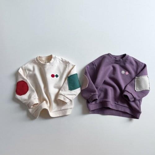2021 New Baby Boy Casual Sweatshirt Kids Geometric Embroidery Sweatshirt Newborn Infant Long Sleeve Pullover Tops Toddler Hoodie