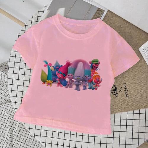 Cartoon Pattern Novelty Children T Shirt Kids Cute Clothes Trolls Poppy Magic Baby Boys/Girls Summer Short Sleeve T-shirt O-neck