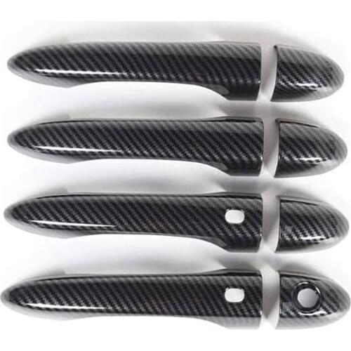 NEW-for Jeep Compass 2017-2019 Car Carbon Fiber Door Handle Cover Trim Decoration Frame with Smart Keyhole Accessories