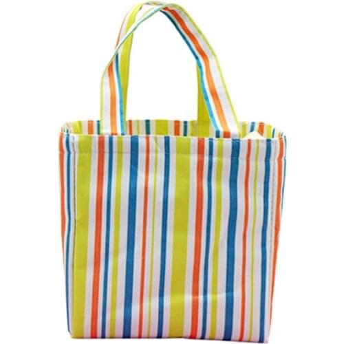 15PCS / LOT Creative New Stripe Lunch Box Student Oxford Lunch Bag Waterproof Portable Reusable Pouch Lunch Bag Picnic Ice Pack
