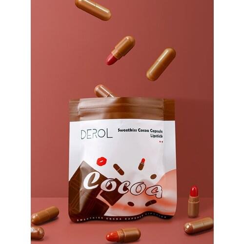 DEROL 10Colors Lipstick Waterproof Long Lasting Chocolate Capsule Lipstick Mental Matte Lip Gloss Lip Tint Red Lip Makeup TSLM2