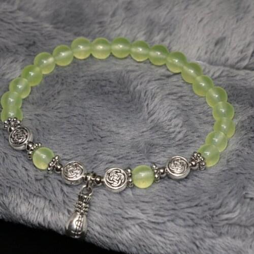 Factory Outlet 6mm Round Beads Natural Green Chalcedony Jades Stone Women Bracelet Hot Sale Fine Jewelry Making 7.5inch B1999