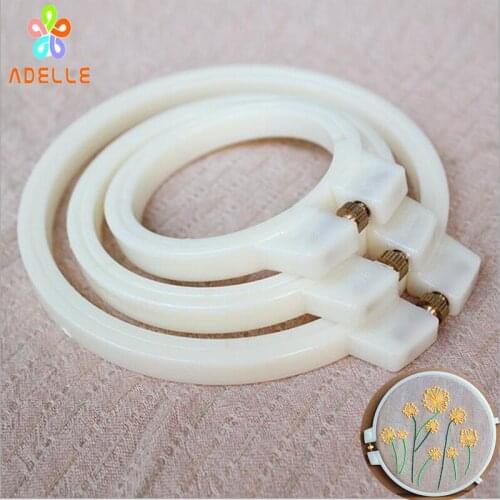 HOT 10 Size Embroidery Adjustable Hoop Frame ABS plastic White Cross Stitch Needle craft DIY photo frame free shipping 7-30cm
