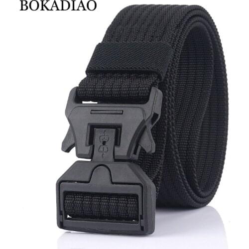 BOKADIAO Military Army Combat man Canvas Belt Magnetic buckle Tactical Belts for Men Nylon Outdoor Training Waistband male strap