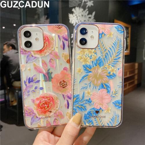 Luxury Glitter Flower Pattern Phone Cases for Iphone 12 Pro 11 Pro Max Mini Xr 7 8 Plus Xs Max X SE 2020 IMD Protective Cover