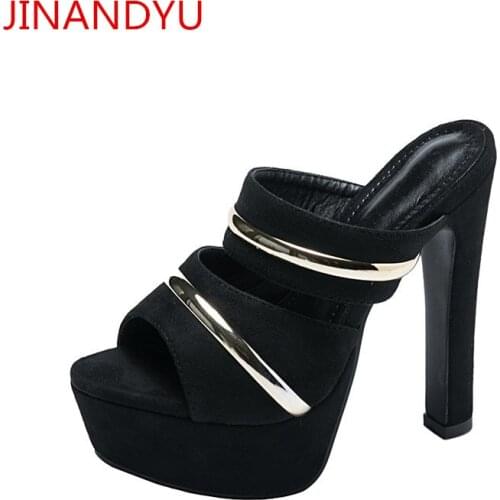 Women Shoes High Heel Platform Sandals Chunky Heels Woman Slippers Sandals Femme Sexy Black High Heels Ladies Party Shoe Pumps