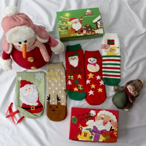 SP&CITY 4pairs Coral Fleece Thick Winter Warm Socks Christmas Santa Claus Print Cute Women Socks Cartoon Snow New Year Socks