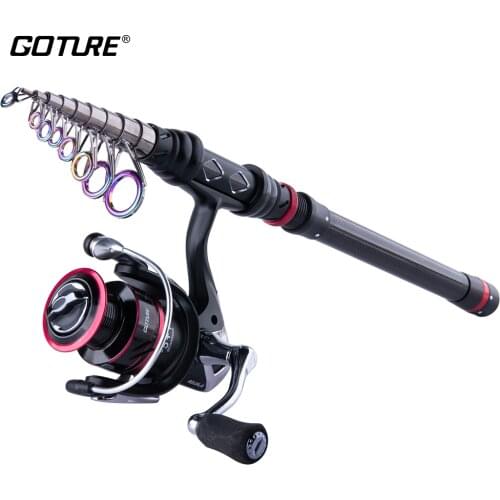 Goture AQUILA Fishing Reel Rod Combo 1.8M-3.6M Carbon Fiber Telescopic Fishing Rod with Spinning Reel Sea Boat Rock Fishing Set