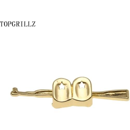 TOPGRILLZ New Fit Pure Gold Color Plated Hip Hop ak 47 Rifle Grillz Cap Top Grills AK Gold Grillz