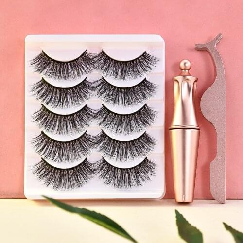 Three pairs of magnet false eyelashes set, glue-free magnet, natural thick, variety of optional false eyelashes