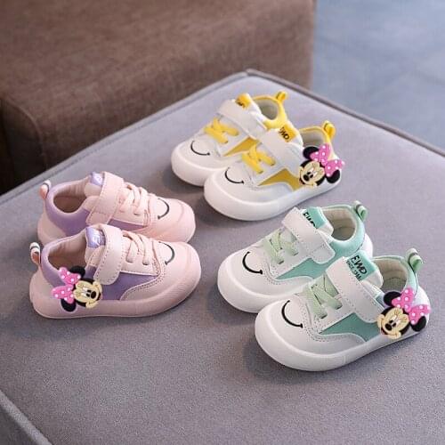 Disney Mickey Minnie baby shoes female baby casual shoes mens soft-soled toddler shoes trendy leather sneakers shoes