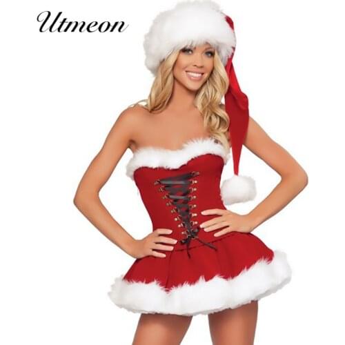 UTMEON Sexy Christmas Costumes Santa Claus Costume Miss Santa Cosplay Christmas Dress for Christmas Party