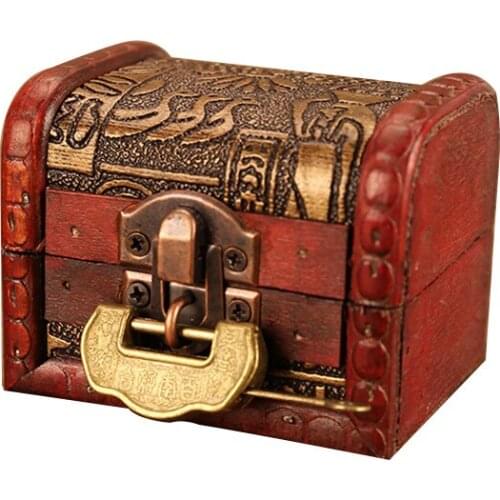 Vintage Wooden Home Storage Box Jewelry Box with Lock Coin Organizer Storage Boxes Carved Container Box