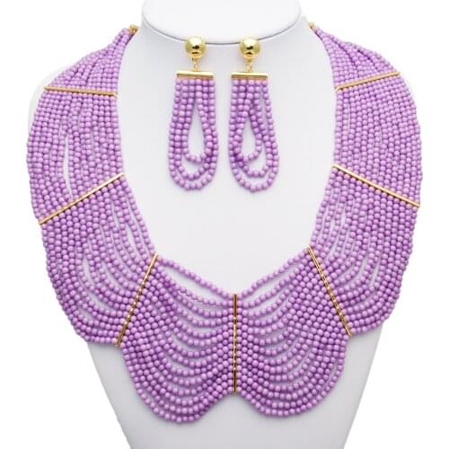 Yulaili Latest Design Austrian Crystal Artificial Amethyst Jewelry Set Exquisite Two-piece Necklace And Earrings Jewelry Sets