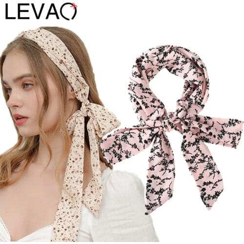 LEVAO 2021 Beautiful Fashion Tie Head Braided Hair Band Long Print Women Ribbon Horsetail Headwear Scarves Bag Belt Accessories