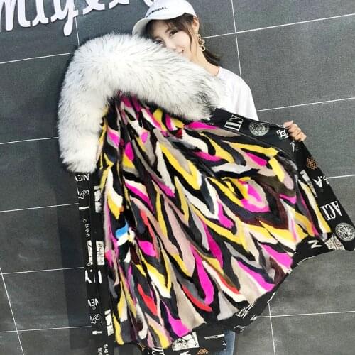 Female Real Mink Hair Liner Detachable Natural Fox Fur Hooded Waterproof Jacket Overcoat 2018 Womens Winter Long Coat Parkas