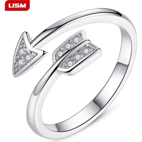 2017 New Arrival Fashion Silver Plated Arrow crystal rings for women Adjustable Engagement ring arrow women
