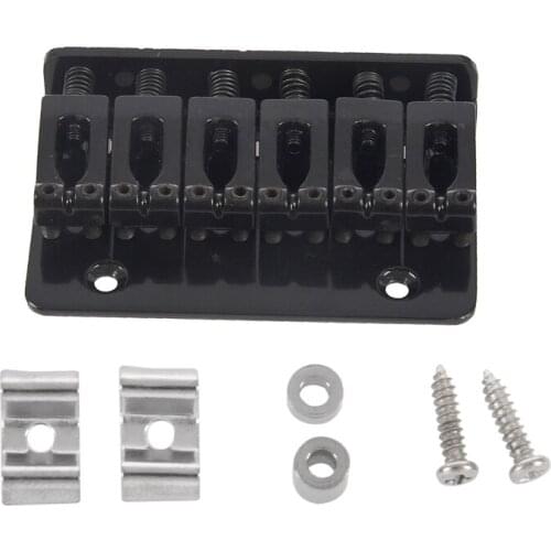 1pcs Black 6 String Fixed Hard Tail Guitar Bridge for Strat Guitar & 2pcs Pure Vintage String Tree Kit