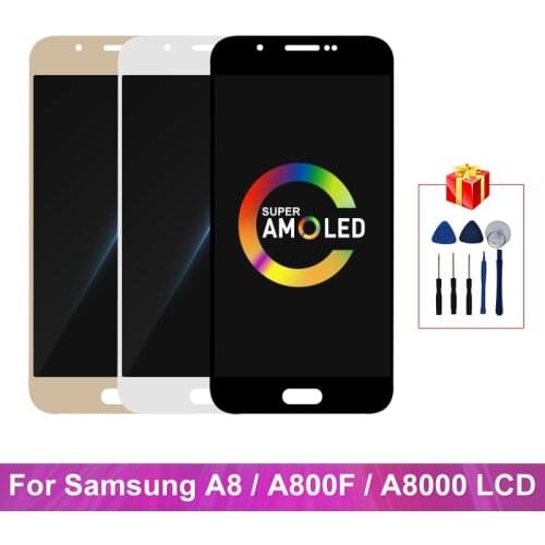 A8 2015 Super AMOLED For Samsung Galaxy A8 A800 LCD Display Touch Screen Digitizer Replacement Parts For A8000 A8000F Display