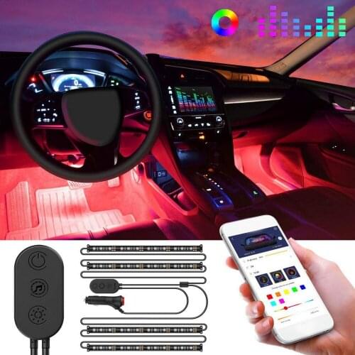 Car Interior Lights with LED APP Control Lighting Kit Multi-color Music Key Remote Control Private Mode Bluetooth Controller
