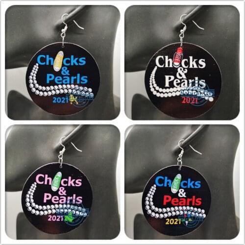 Free Shipping!2021 Chucks Pearls DST Wooden Earrings
