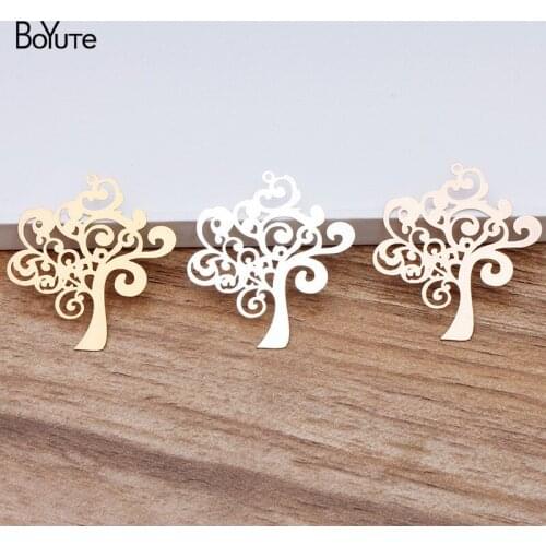 BoYuTe (10 Pieces/Lot) Metal Brass Corrosion Sheet 40*38MM Tree Pendant Diy Hand Made Jewelry Accessories Wholesale