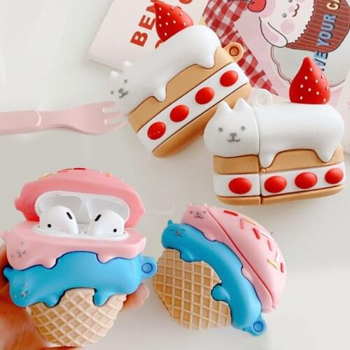 For Airpods Pro 3D Cute Cartoon Cat Ice Cream Sweet Cones Case for Apple Airpods 1 2 3 Summer Bluetooth Wireless Earphone Cover