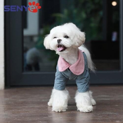 Diamond-shaped Lattice Stitching Four-corner Cotton-padded Jacket Cute Warm Soft And Comfortable Pet Clothes