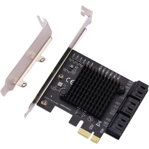 Chia Mining PCIe Gen3 X1 to 6 Ports 6G SATA III 3.0 Controller Non Raid Expansion Card with Low Profile Bracket