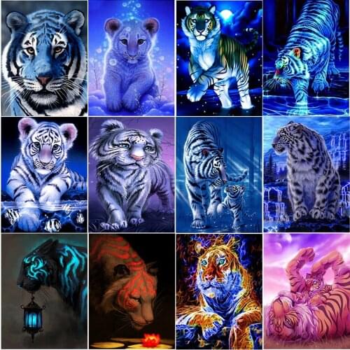 Cuadros full square 5d diamond painting kit set complet dirll drawing embroidery DIY Cross stitch mosaic animal white tiger art