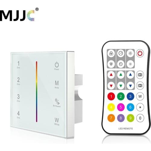 DMX Controller 512 RGBW 4CH Zone 2.4G RF Remote Control AC 220V 230V 110V Wall Mounted Touch Panel DMX512 Decoder Master Control