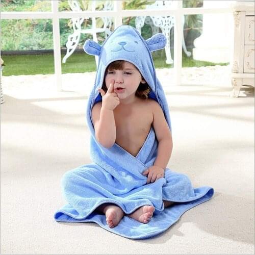Cotton Baby Bath Towel Hooded Apron Newborn Baby Bath Soft Comfortable Bathrobe Cute Bear kids Beach Blanket Infant Hooded Towel