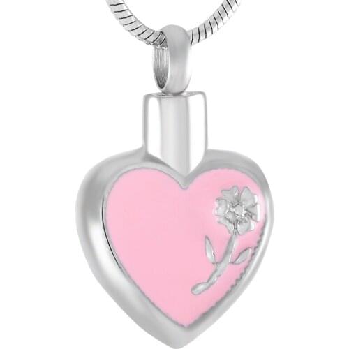 IJD9378 Cremation Jewelry Wholesale or Retail,Stainless Steel Flower inaly Heart Keepsake Urn Pendant Women Accessories
