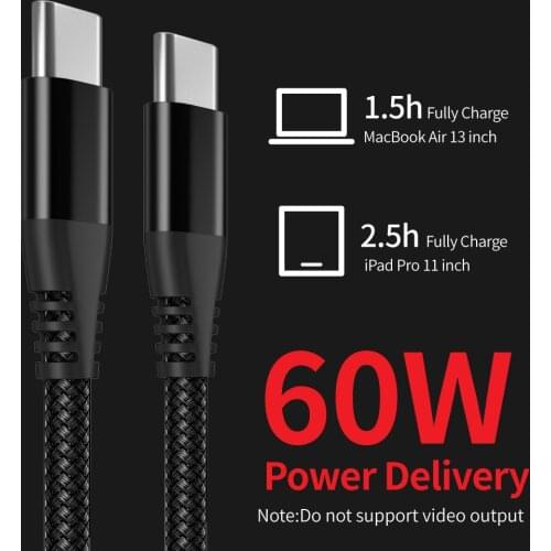 USB C To USB Type C For Huawei Xiaomi Samsung S20 PD 60W Cable For MacBook iPad Pro Quick Charge 4.0 USB-C Fast USB Charge Cord