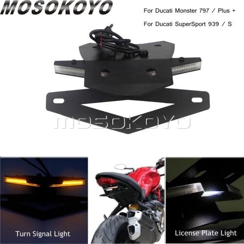 CNC Motorcycle Complete Fender Eliminator Kit Tail Tidy License Plate Bracket w/ LED Turn Signal Light For Ducati SuperSport 939