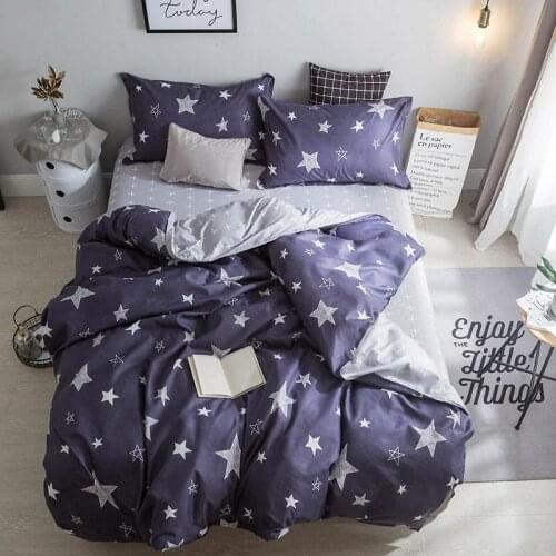 Home Textile 4pcs Bedding Set Cotton Single Duvet Cover Set of Bed Linen Adult Star Flat Bed Sheets and Pillowcases for Pillows