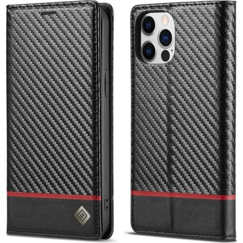 Carbon Fiber Grain Splicing Leather Flip Wallet Case for for iPhone 13 12 Pro Max 11 XS XR X 8 7 Plus Magnetic Card Holder Cover