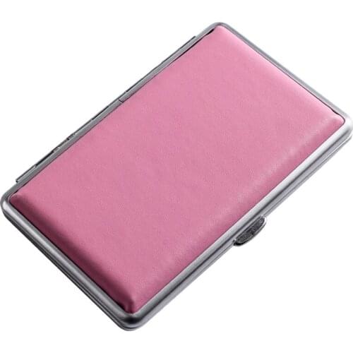 Creative Thin cigarette box 20 Pieces Convenient Pocket Personality Leather container Box Metal Cigarette Gift Box