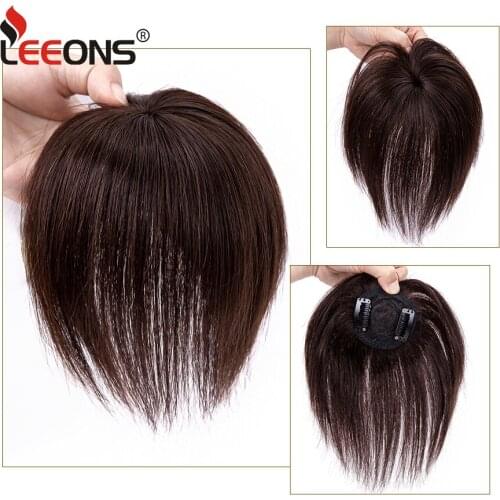 Leeons Synthetic Clip In Hair Pieces For Women Short Free Part Straight Hairpieces For Mild Hair Loss Volume Cover Black Hair