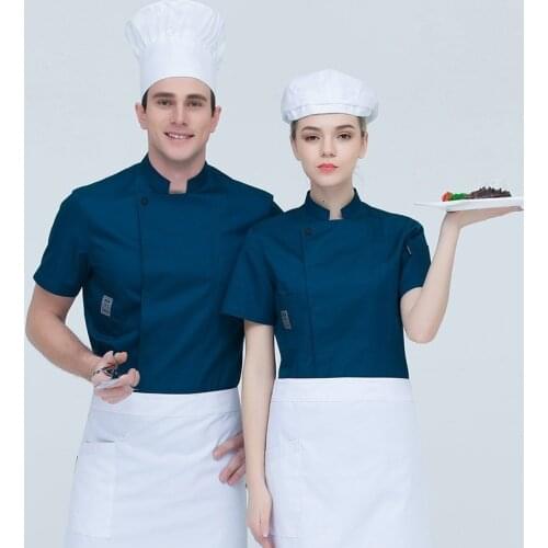 Summer Short Sleeve Chef Uniforms Men Food Services Cooking Clothes Breathable Workwear Hotel Restaurant Kitchen Chef Overalls