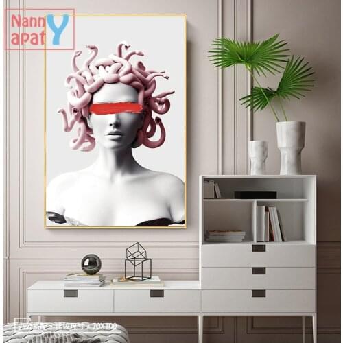Fashion Home Decoration Posters And Prints Vaporwave Sculpture Of Medusa Graffiti Art Canvas Paintings Wall Art Picture For Room