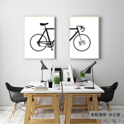Nordic Black and White Simple Popular Art Bicycle Living Room Porch Decorative Painting wall painting Letters Quotes